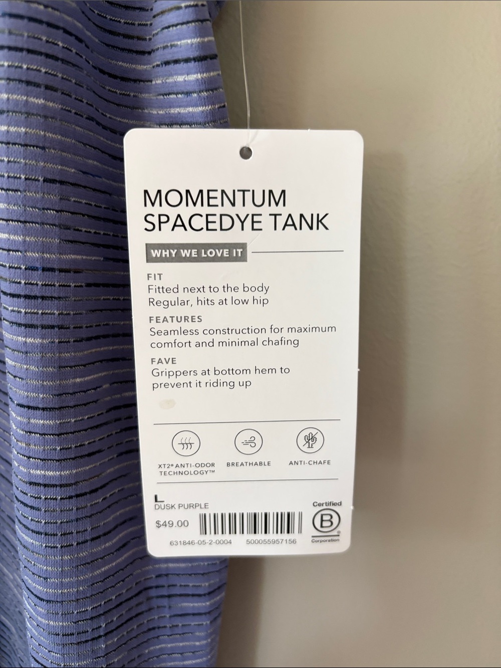 Athleta Momentum Spacedye Tank Large Dusk Purple Athletic Running Workout NWT‎ - Picture 2 of 5